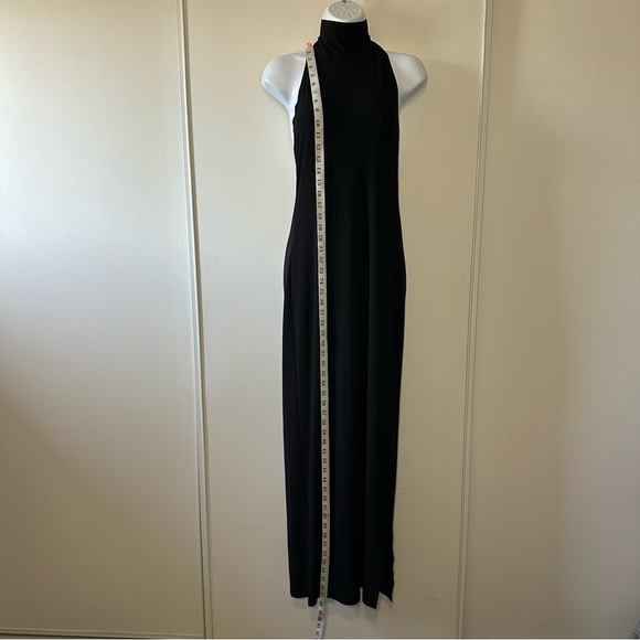 Norma Kamali Women’s Black High Neck Knit Halter Side Slit Maxi Dress- Medium - Picture 7 of 11